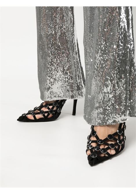 Silver high-waisted flared sequinned trousers - women PHILOSOPHY DI LORENZO SERAFINI | A031157250600